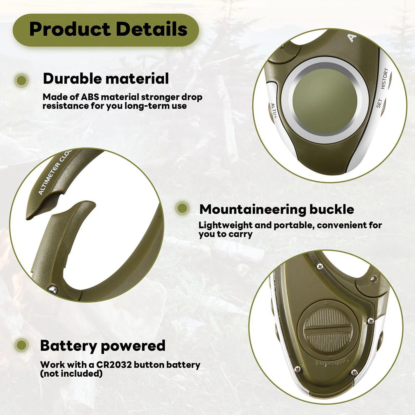 Outdoor Altimeter Carabiner Thermometer with Weather Forecast A2856