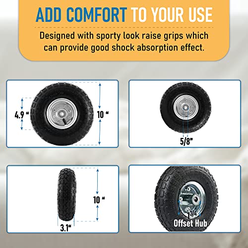10" Pneumatic Utility Tire and Wheel with 5/8" Axle Bore, 2 Pack K21825
