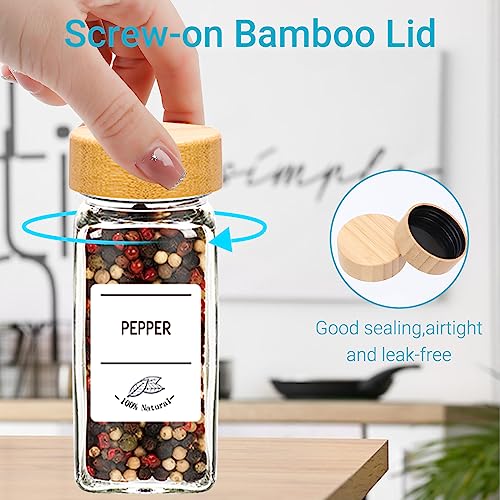 4 oz Glass Spice Jars with Bamboo Lids, 24 Pack with Labels and Funnel L631073