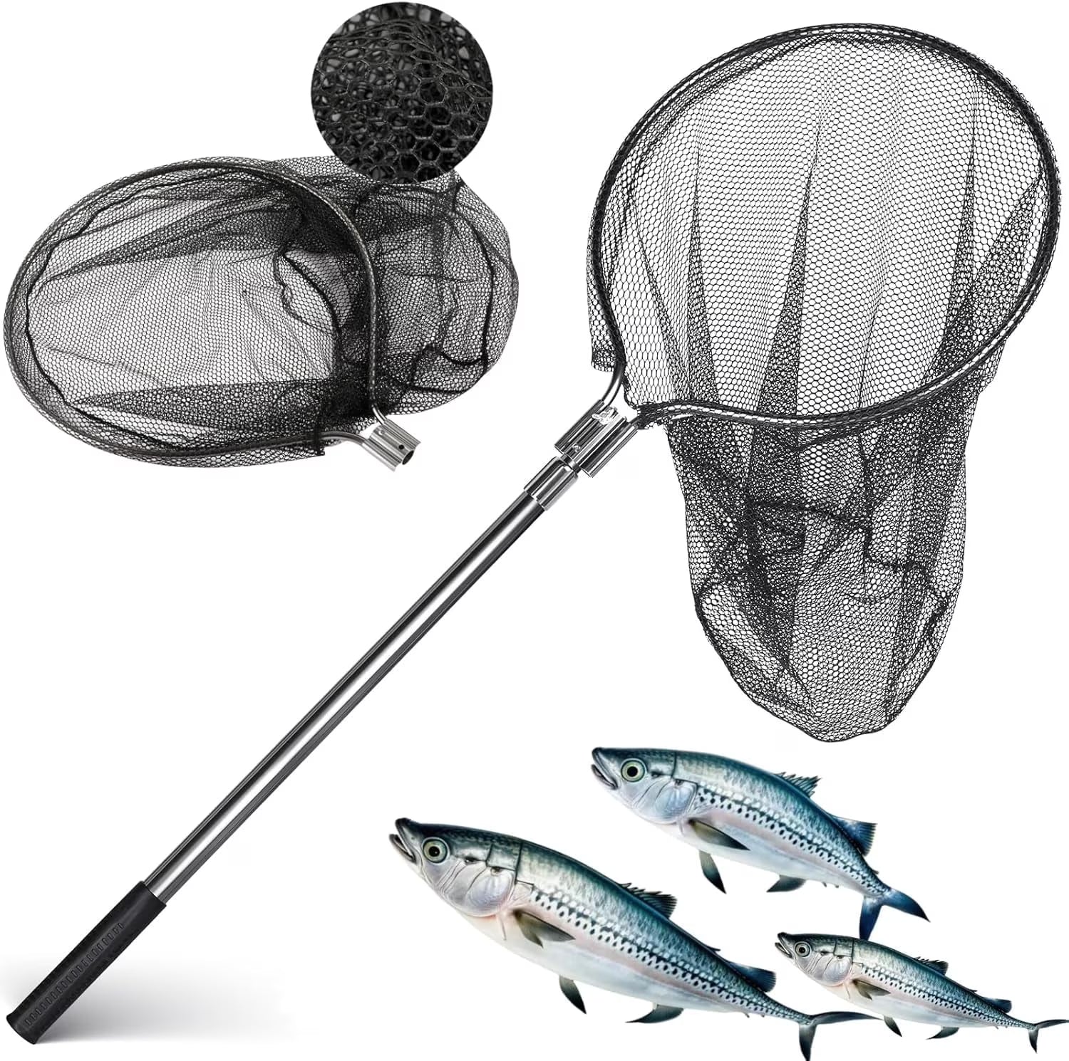 Unbranded Fishing Net with 67-100 Inch Telescoping Handle, 20 Inch Net Opening