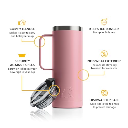 20 oz Stainless Steel Vacuum-Insulated Travel Mug with Lid and Handle Z619276