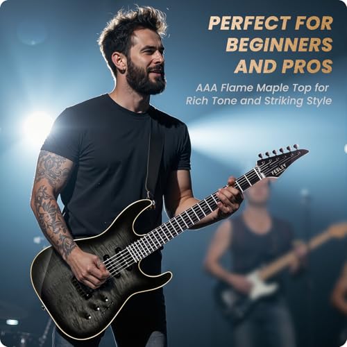 Solid Body Electric Guitar Kit with 24 Frets, HSS Pickup, Black R4019