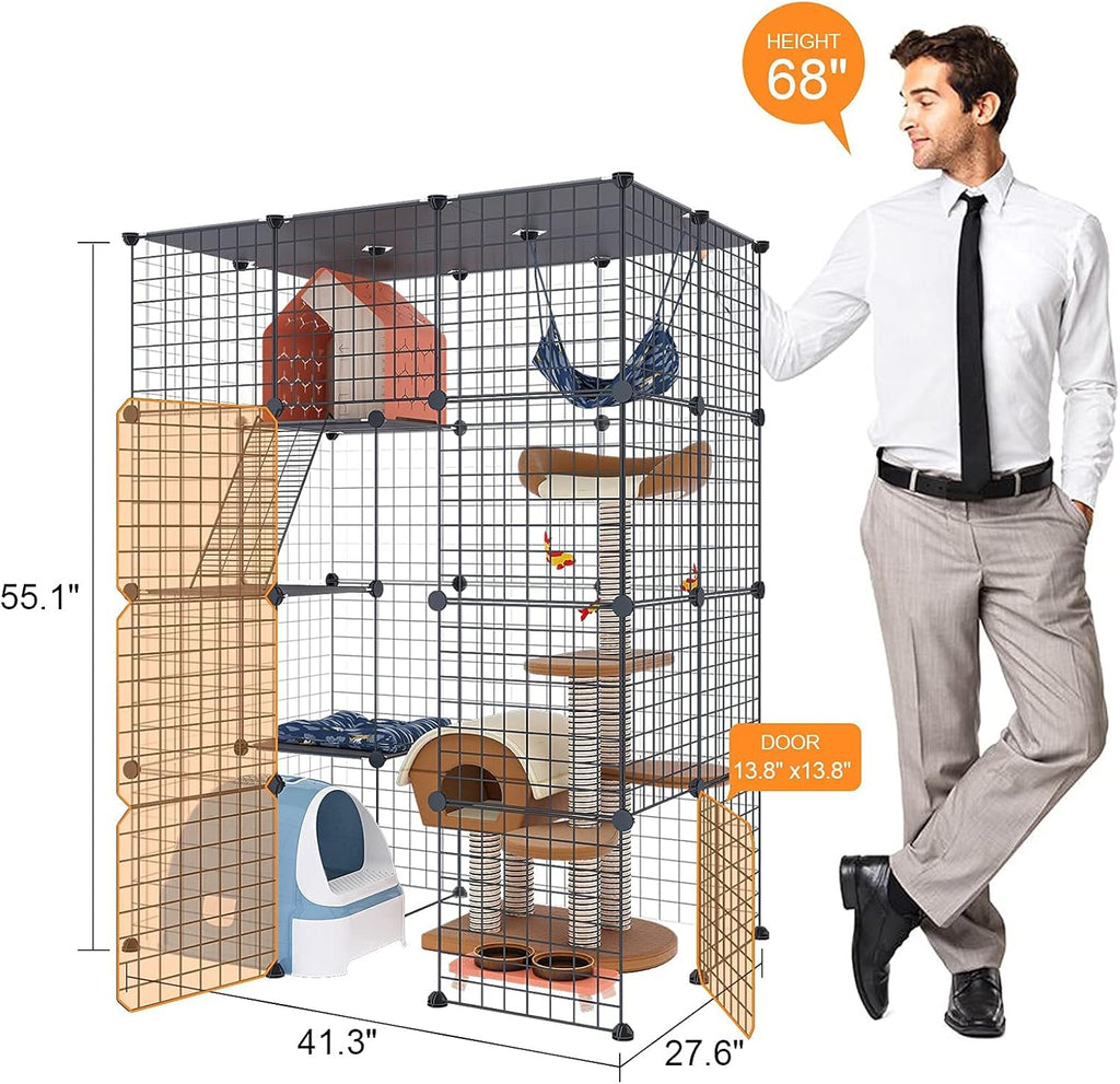Large Cat Cage Indoor DIY Cat Playpen Detachable Metal Wire Kennels Crate N897