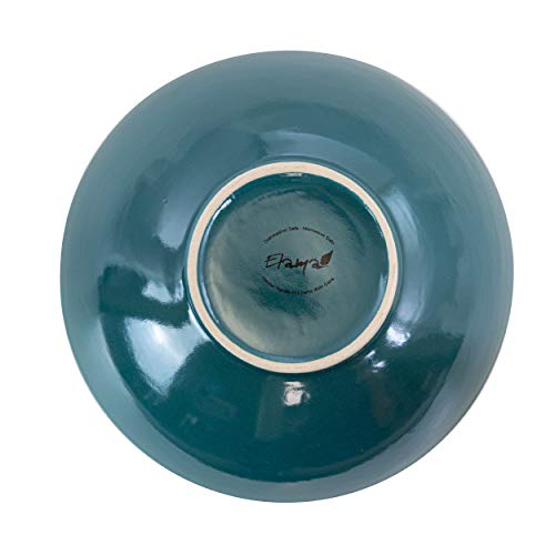 Round Stoneware Embossed Dinnerware Dish Set, 16 Piece, Ocean Teal and Green L486765