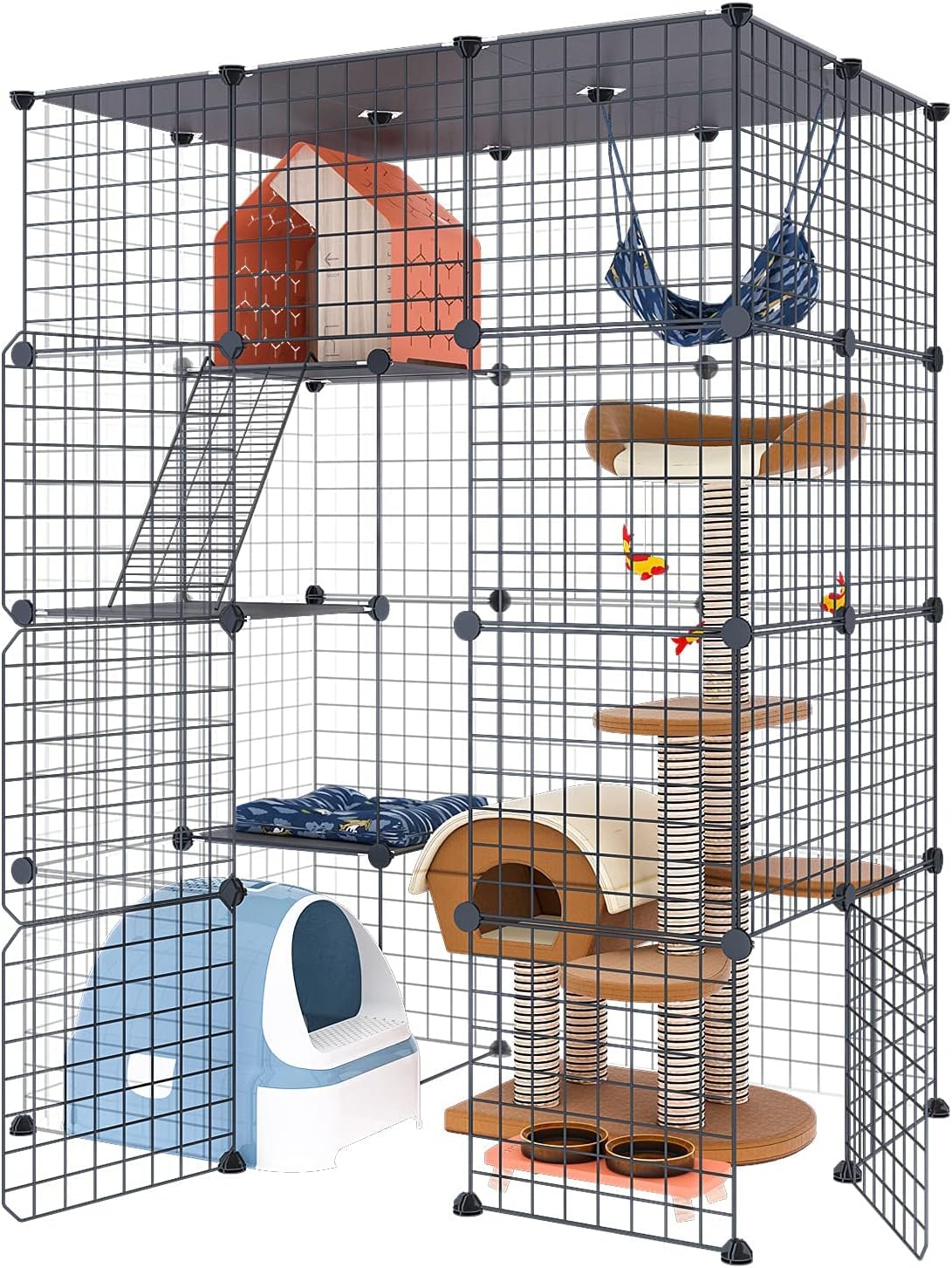 Large Cat Cage Indoor DIY Cat Playpen Detachable Metal Wire Kennels Crate N897