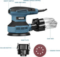 Random Orbital Sander, WESCO 3.0A Power Orbital Sander 5-Inch with 12Pcs Sanding Discs, Vancuum Adapter, Cyclone Box, Corded 6 Variable Speeds Electric Sander, Efficient Dust Collection System Pack of 2
