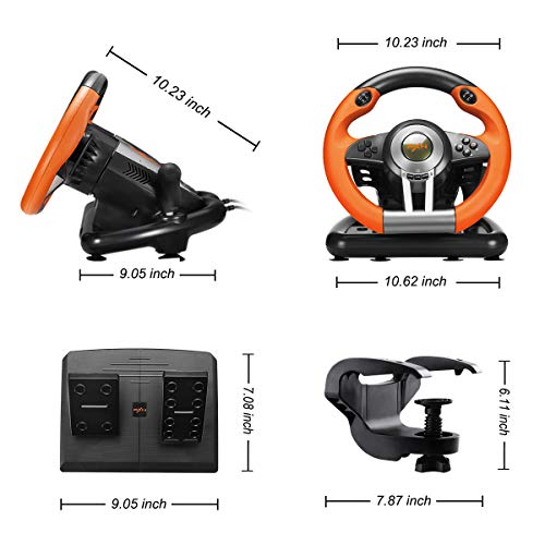 Xbox Steering Wheel 180° PC Gaming Racing Wheel with Linear Pedals and Paddles R493312