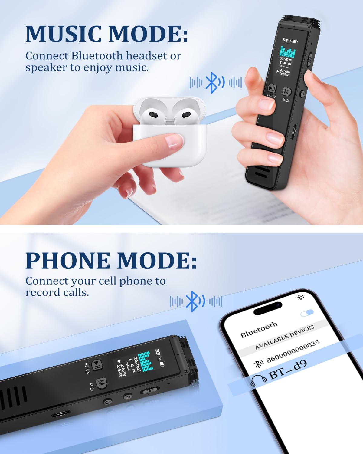 64GB Bluetooth Voice Activated Recorder for Lectures Meetings H851936