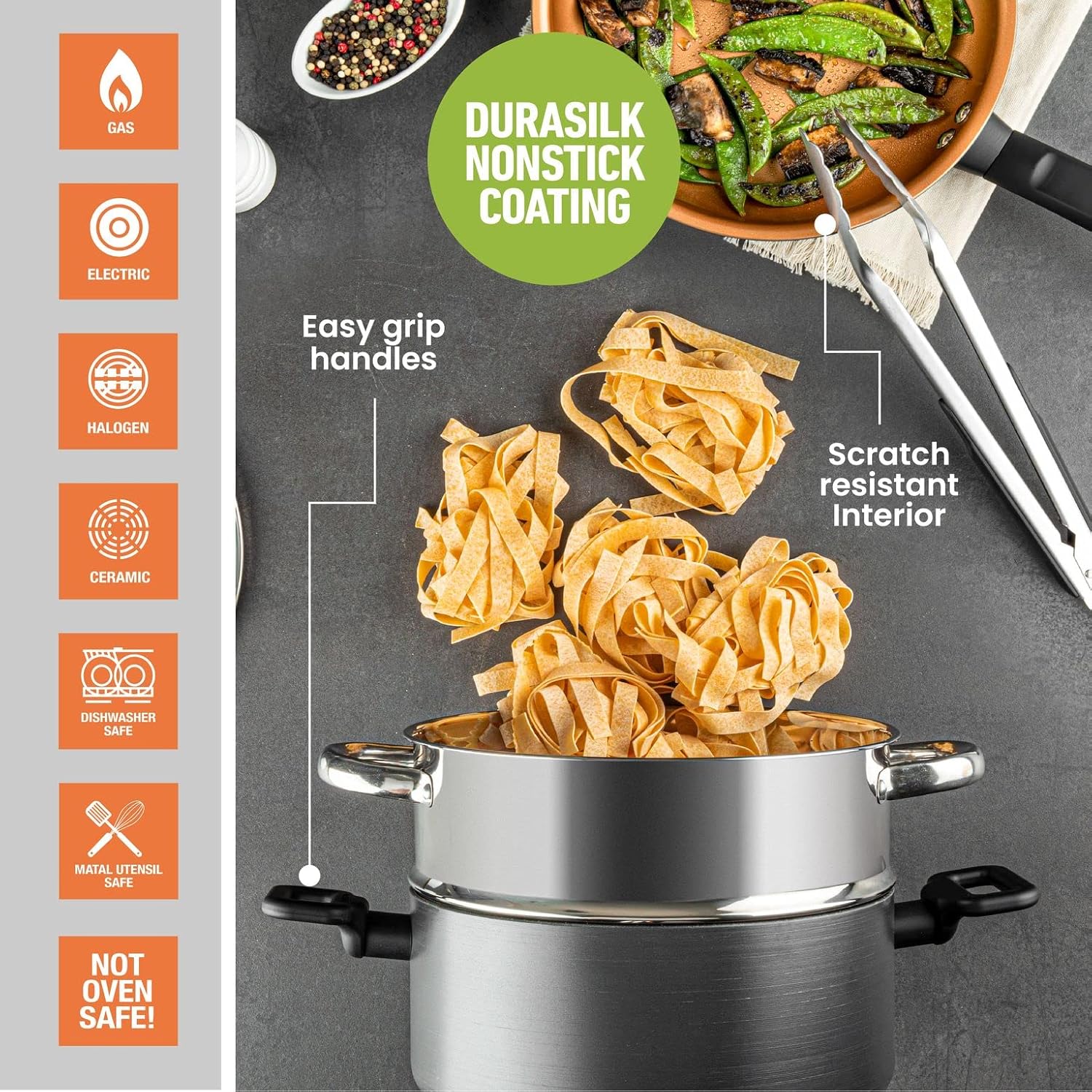 Non Stick Pots and Pans Set, Hard Anodized Cookware, Dishwasher Safe R987463