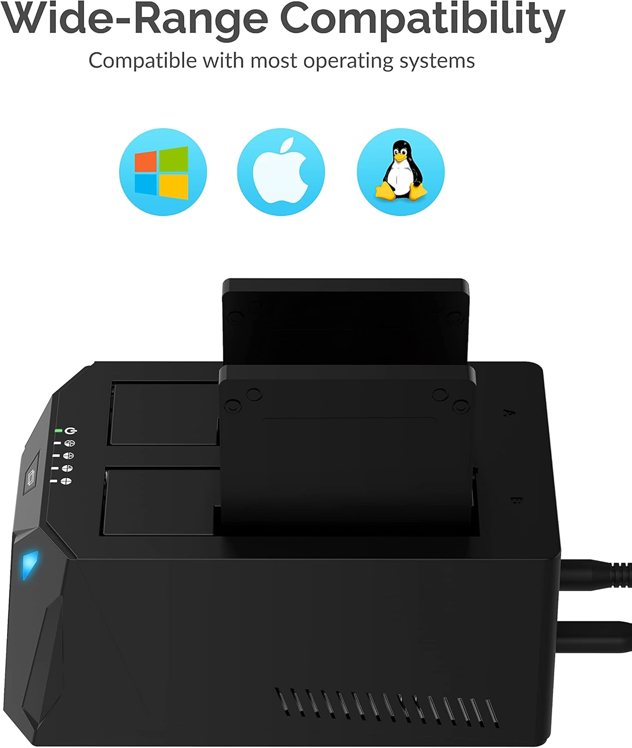 USB 3.0 to SATA Dual Bay External Hard Drive Docking Station for 2.5/3.5in HDD SSD with Cloner Function J42226