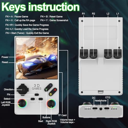 Handheld Game Console 4.0 Inch IPS Screen Retro Portable Arcade Y95927