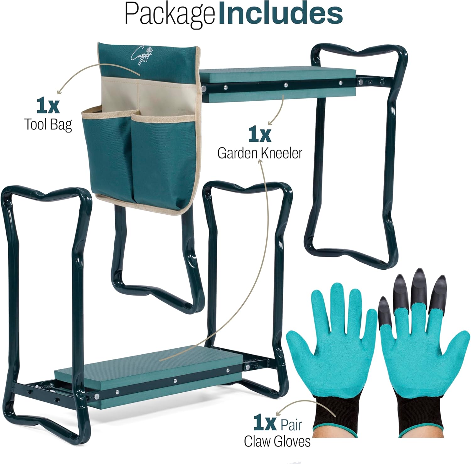 Garden Seat and Kneeler with Cushion, Gloves and Pouch M11715