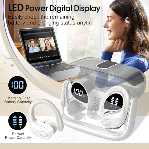 Wireless Earbuds Bluetooth 5.4 with Earhooks, IPX7 Waterproof P475856