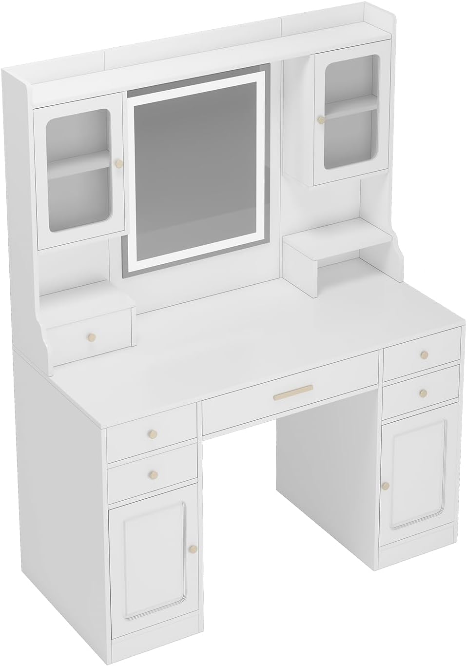 Vanity Desk with LED Mirror, 11 Drawers, 3 Color Lighting Modes S99131