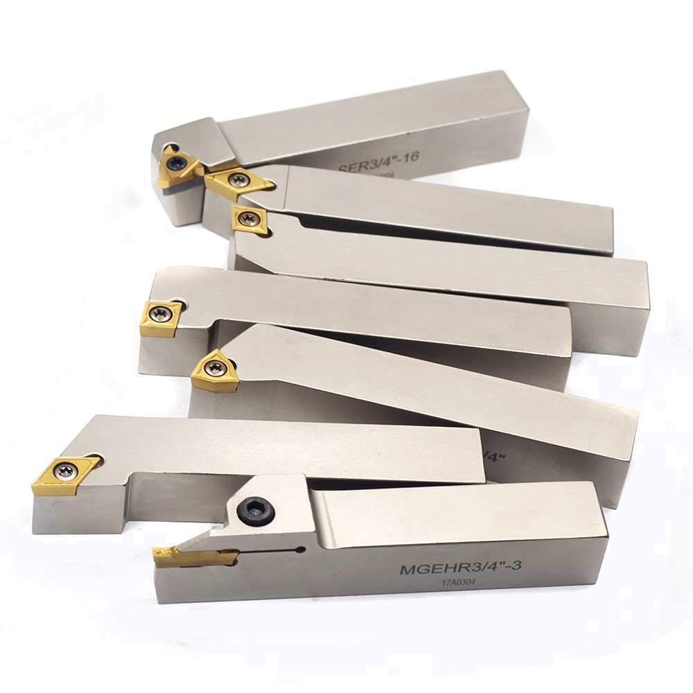 3/4" Shank 7-Piece Indexable Lathe Turning Tool Holder Set with Carbide Inserts G570139