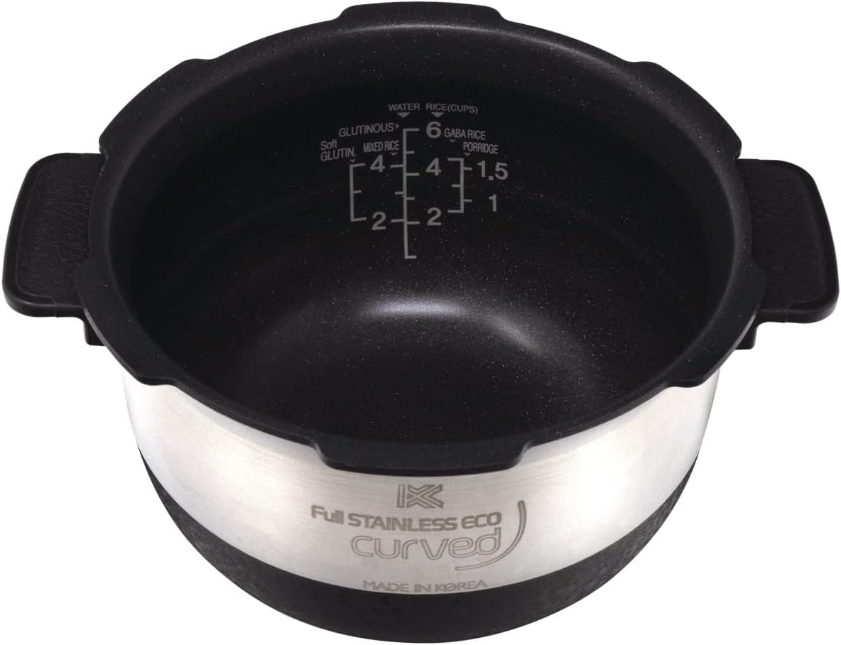 Replacement Inner Pot for Rice Cooker, 6 Cups Uncooked, Stainless/Black F60722