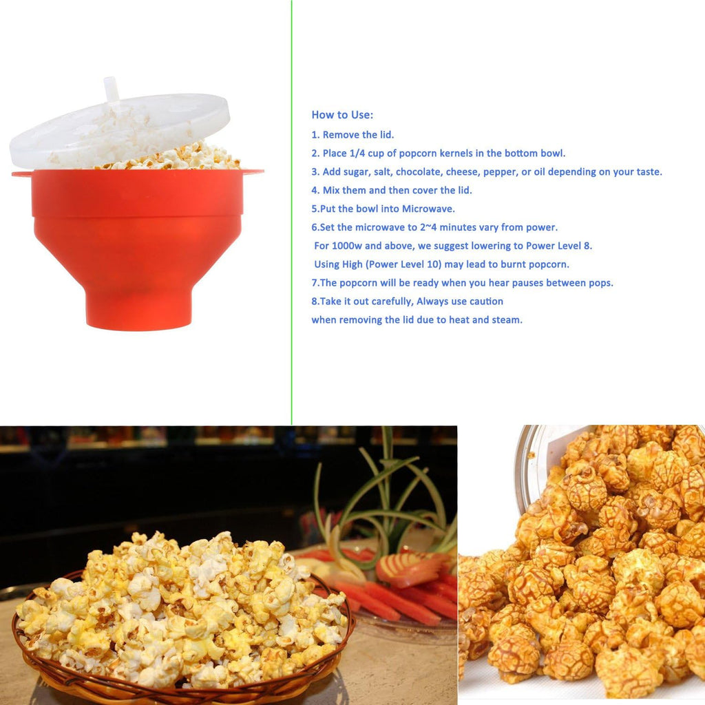 Collapsible Silicone Microwave Popcorn Popper with Lid F6105
