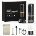 Arealer Portable Espresso Machine 9 Bar Pressure Rechargeable 2 in 1 Small Travel Coffee Maker Compatible with Capsules Ground Coffee Perfect for Travel Camping Hiking Office Kitchen Black