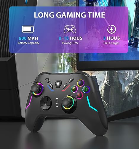 Wireless PC Gaming Controller for Windows, Switch and Steam Deck with LED Light C20347