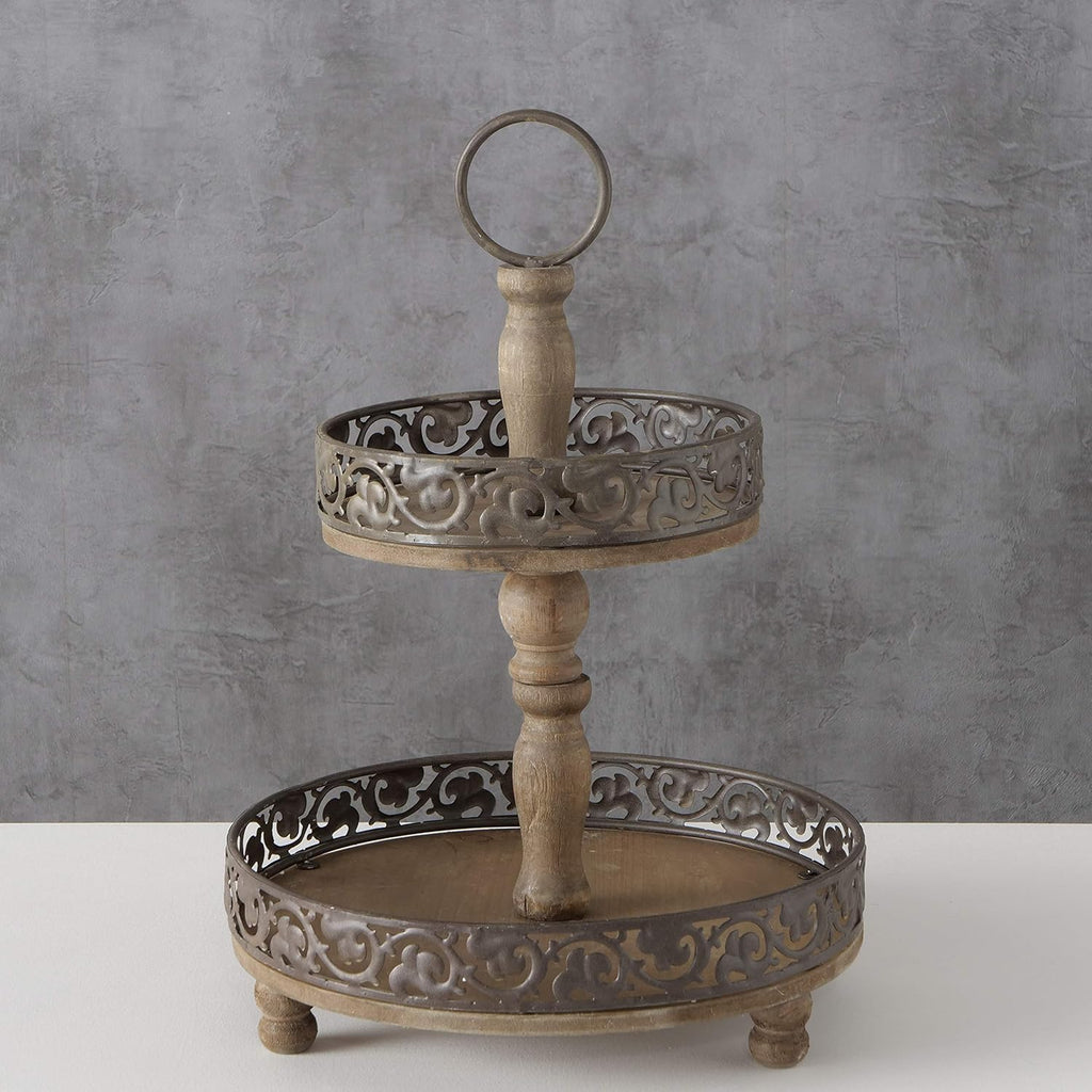 Cake Display Trays, Wood and Metal, Rustic Farmhouse Style U91108