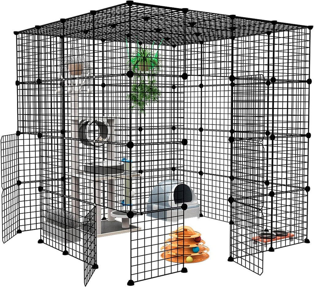 Large Cat Cage Indoor DIY Cat Playpen Detachable Metal Wire Kennels Crate N897