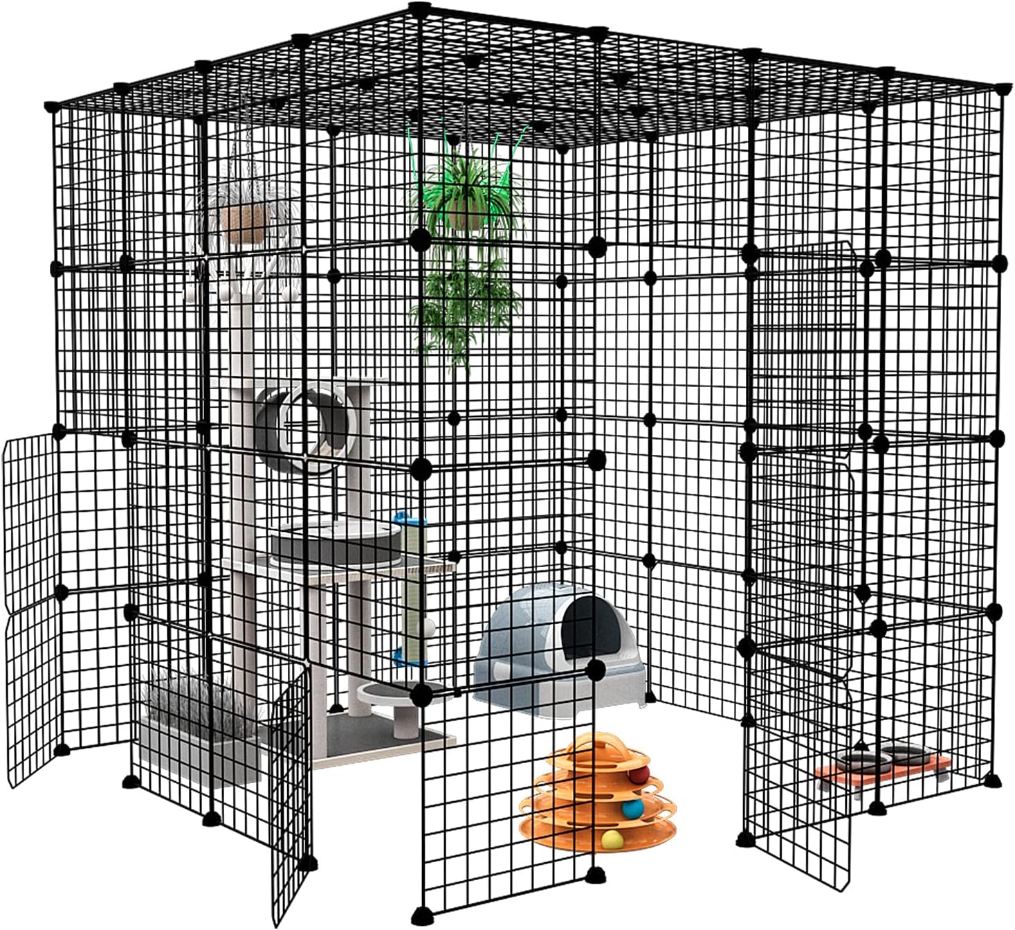 Large Cat Cage Indoor DIY Cat Playpen Detachable Metal Wire Kennels Crate N897