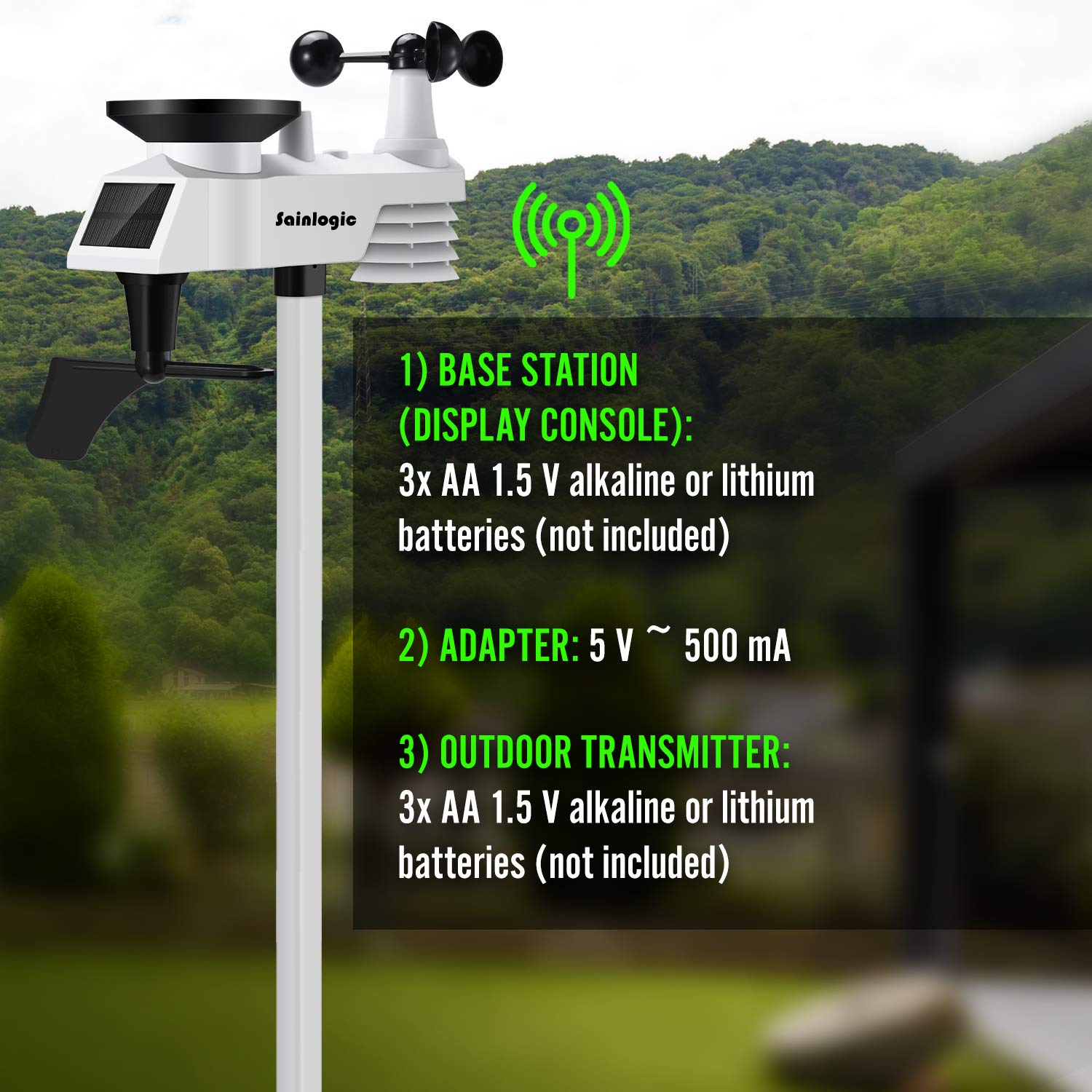 Wireless Weather Station with Outdoor Sensor, 8-in-1 Forecast, Temperature, Humidity, Wind & Rain Gauge U20300