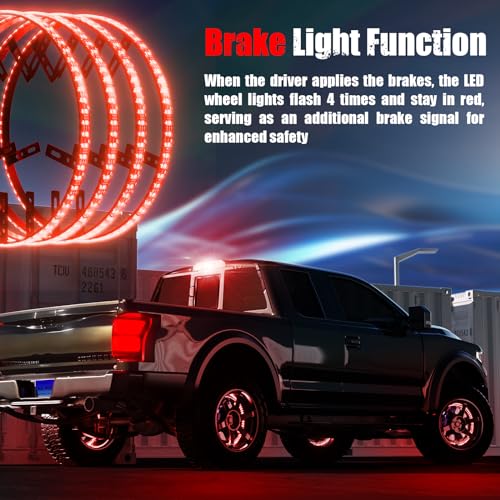 Wheel Lights for Truck - RGB Rim Light for Car/SUV - Wheel Well Ring Lights with Sequential and Multi-Color, Waterproof DC 12v C3041