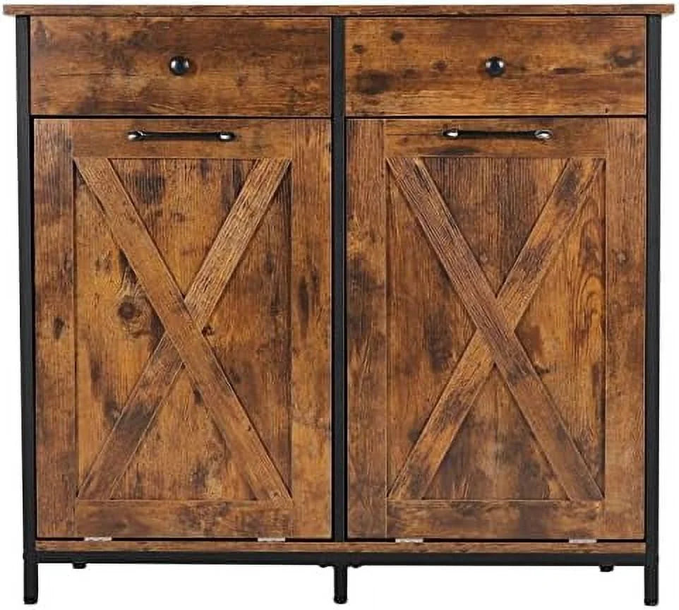 Double Kitchen Trash Cabinet with Hideaway Drawers N508619