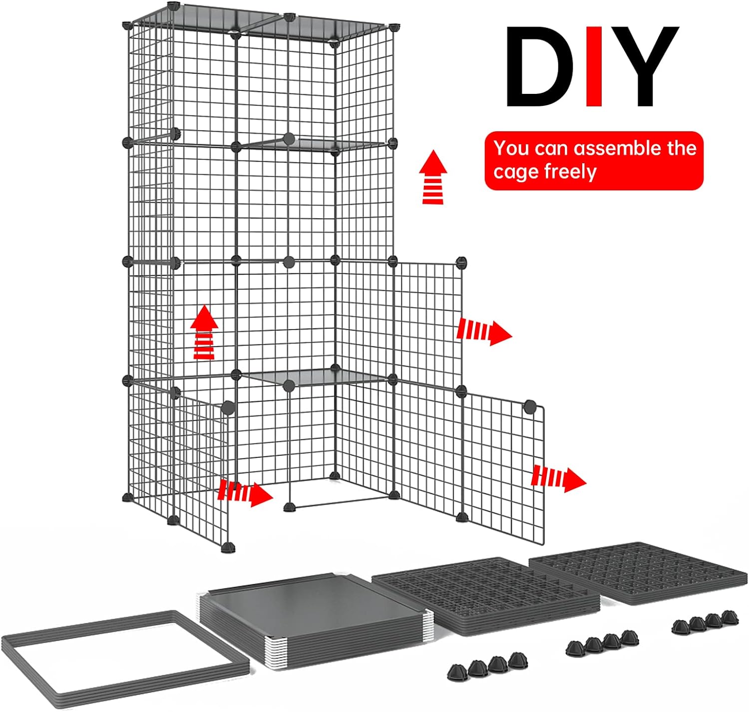 Large Cat Cage Indoor DIY Cat Playpen Detachable Metal Wire Kennels Crate N897