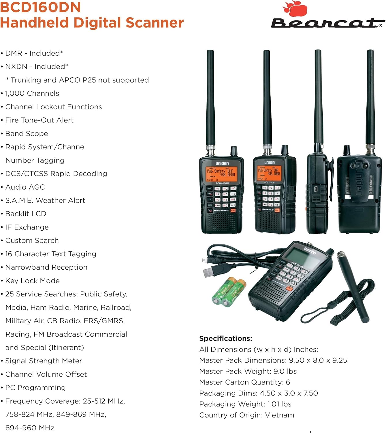 Handheld Digital Scanner with Rapid Search and Narrow-Band Reception Y6804