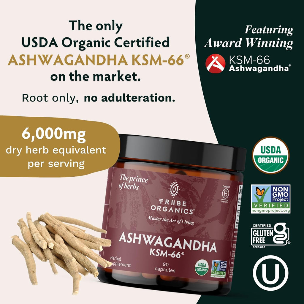 Ashwagandha Root Powder Supplement, 600mg, 90 Capsules Y773066