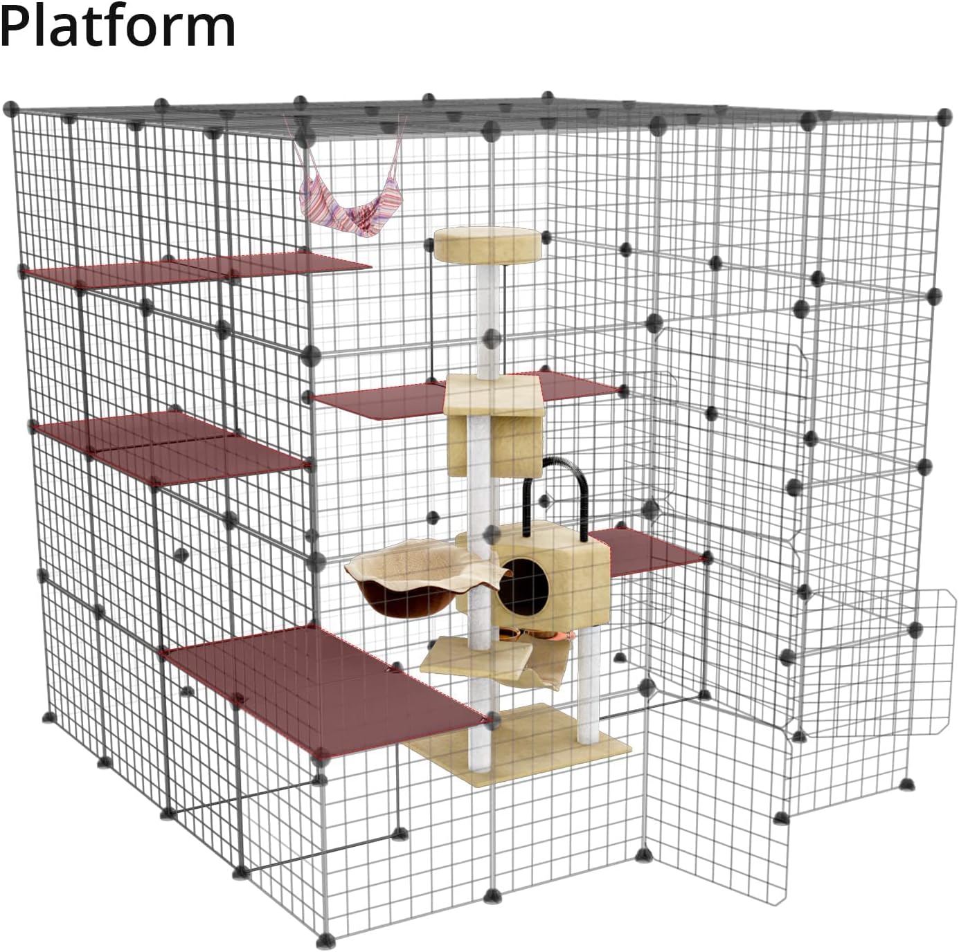 Large Cat Cage Indoor DIY Cat Playpen Detachable Metal Wire Kennels Crate N897