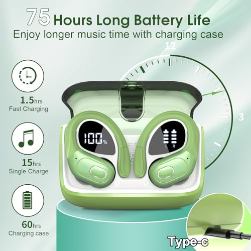 Wireless Earbuds Bluetooth 5.4 with Earhooks, IPX7 Waterproof P475856