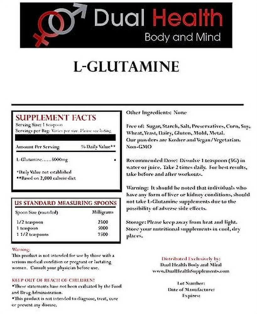 L-Glutamine Powder 5000mg, Immune Digestion GI Support A230528