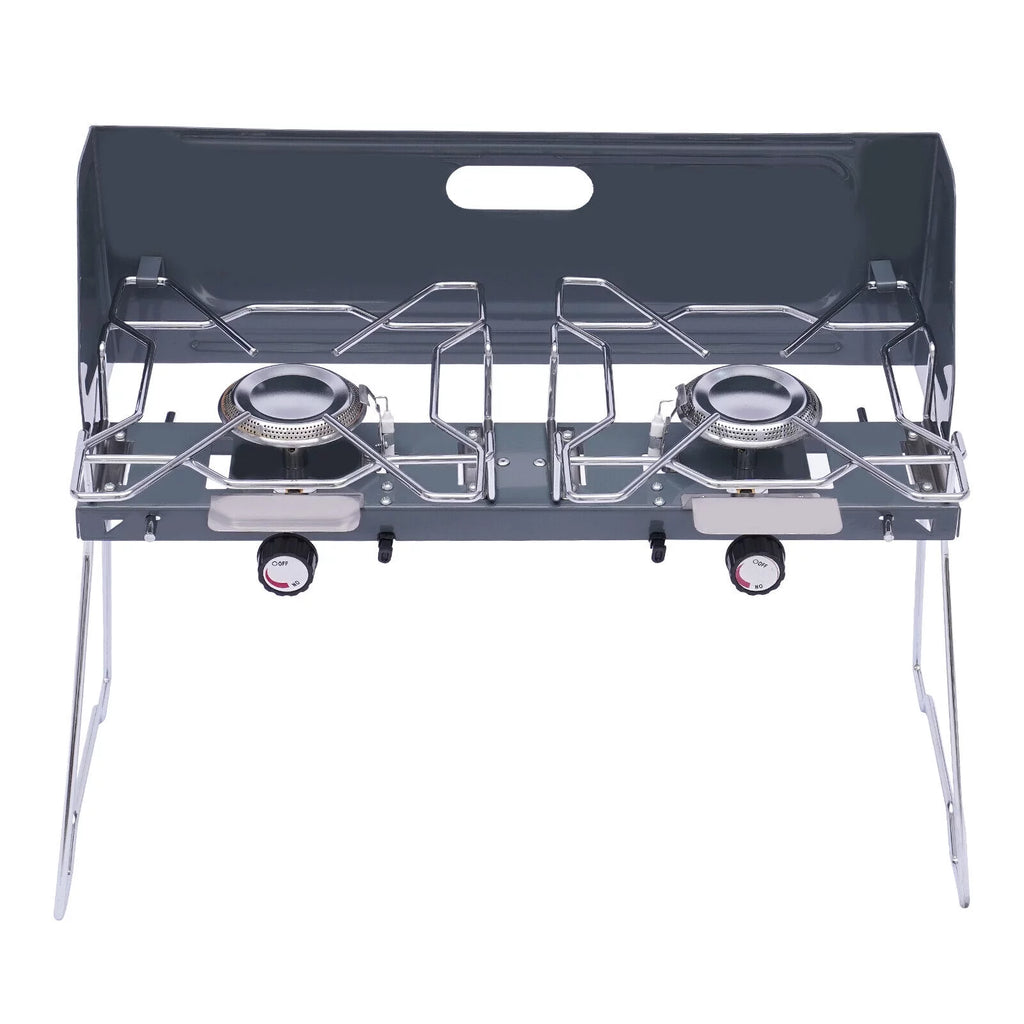 Portable 2-Burner Butane Camping Stove with Grill K5473