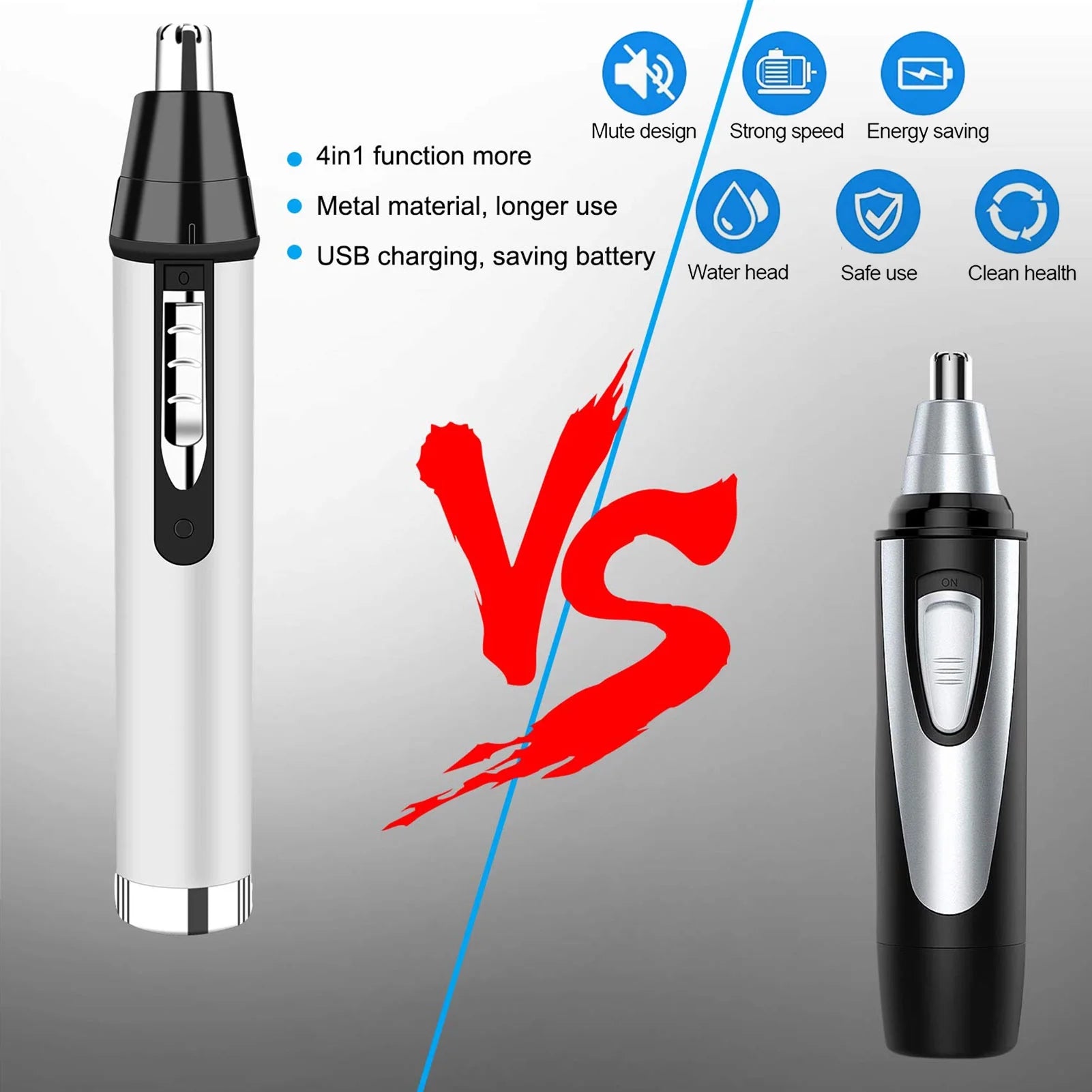 USB Rechargeable 4-in-1 Ear and Nose Hair Trimmer for Men L784