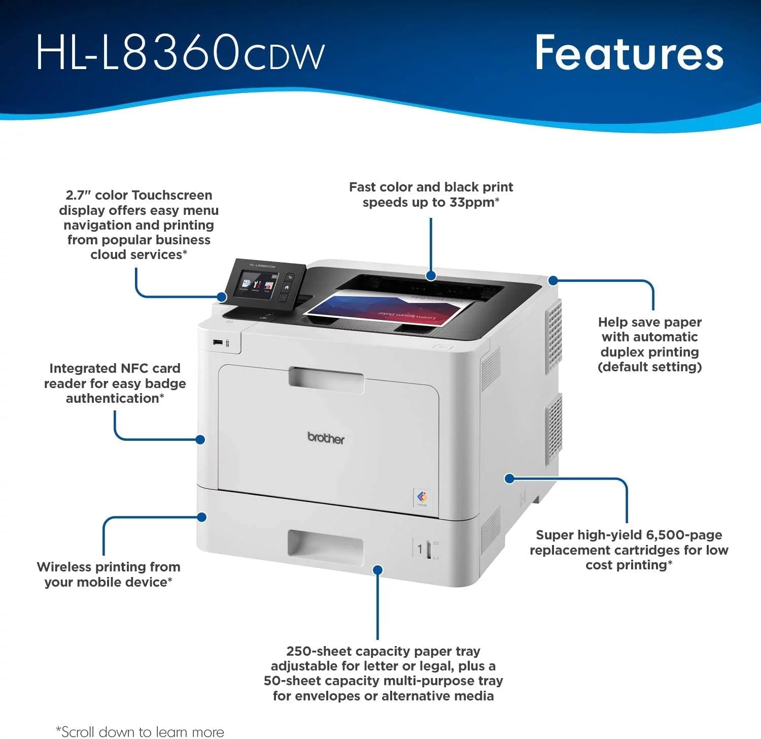 Color Laser Printer with Duplex Printing and Wireless Networking U25719