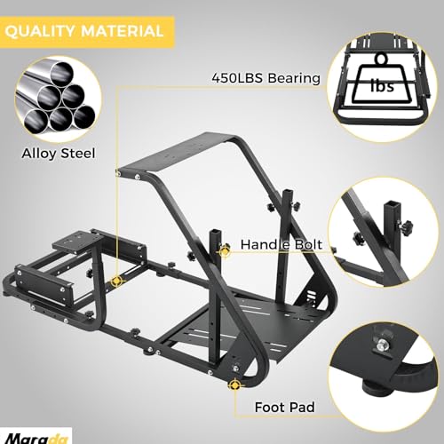 Reinforced Racing Steering Wheel Cockpit with Adjustable Driving Simulator TV Stand F457477