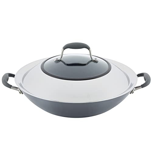 Anolon Advanced Home Hard-Anodized Nonstick Open Stock Cookware- Woks (14-Inch Covered Wok, Onyx)