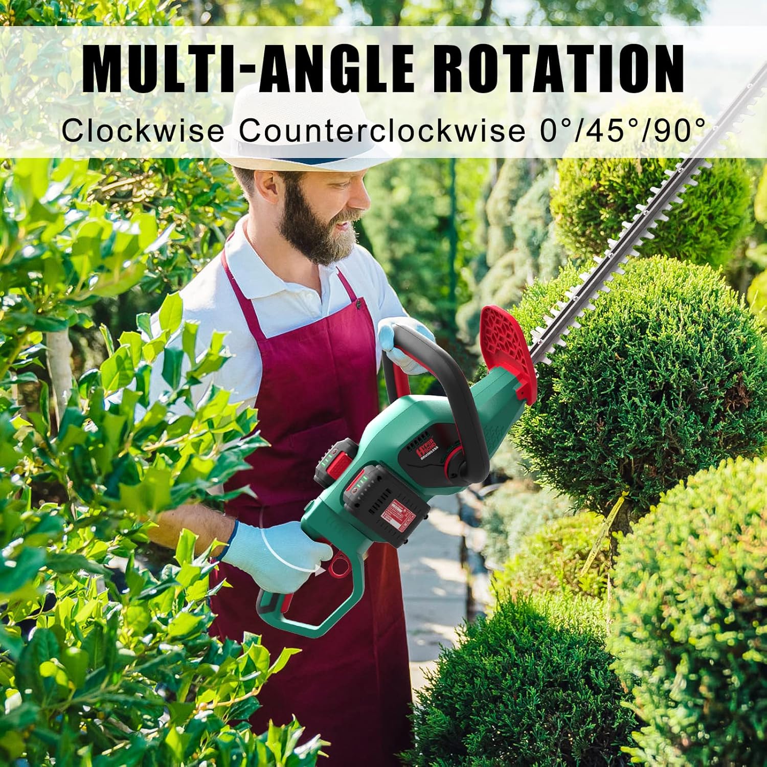 Cordless Hedge Trimmer 24-Inch with 2.0Ah Battery and Charger T581