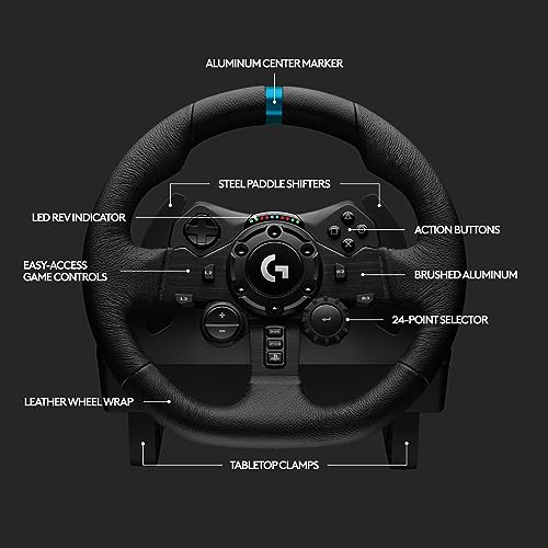 Racing Wheel and Pedals with Force Feedback, Gaming Steering Wheel for PS5, PS4, PC, Mac, Black W946