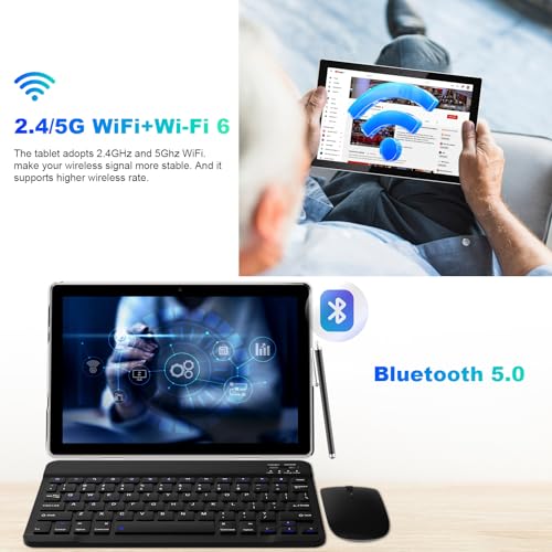 10 inch 2 in 1 Tablet with Keyboard Mouse Case Stylus, 8GB+64GB, IPS Touch Screen G53405
