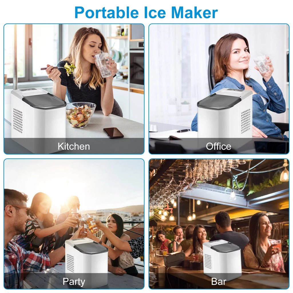 Countertop Ice Maker, 33Lbs/24H, 9 Ice Cubes in 6 Mins, Self-Cleaning Portable with Ice Scoop and Basket P57485