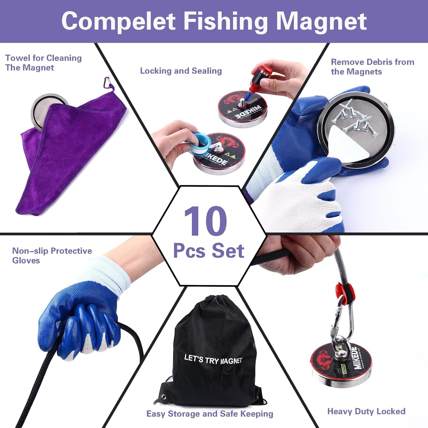 Fishing Magnets Kit with Heavy Duty Rope, 100mm Neodymium Magnet for River Retrieving, Pack of 2 D937518