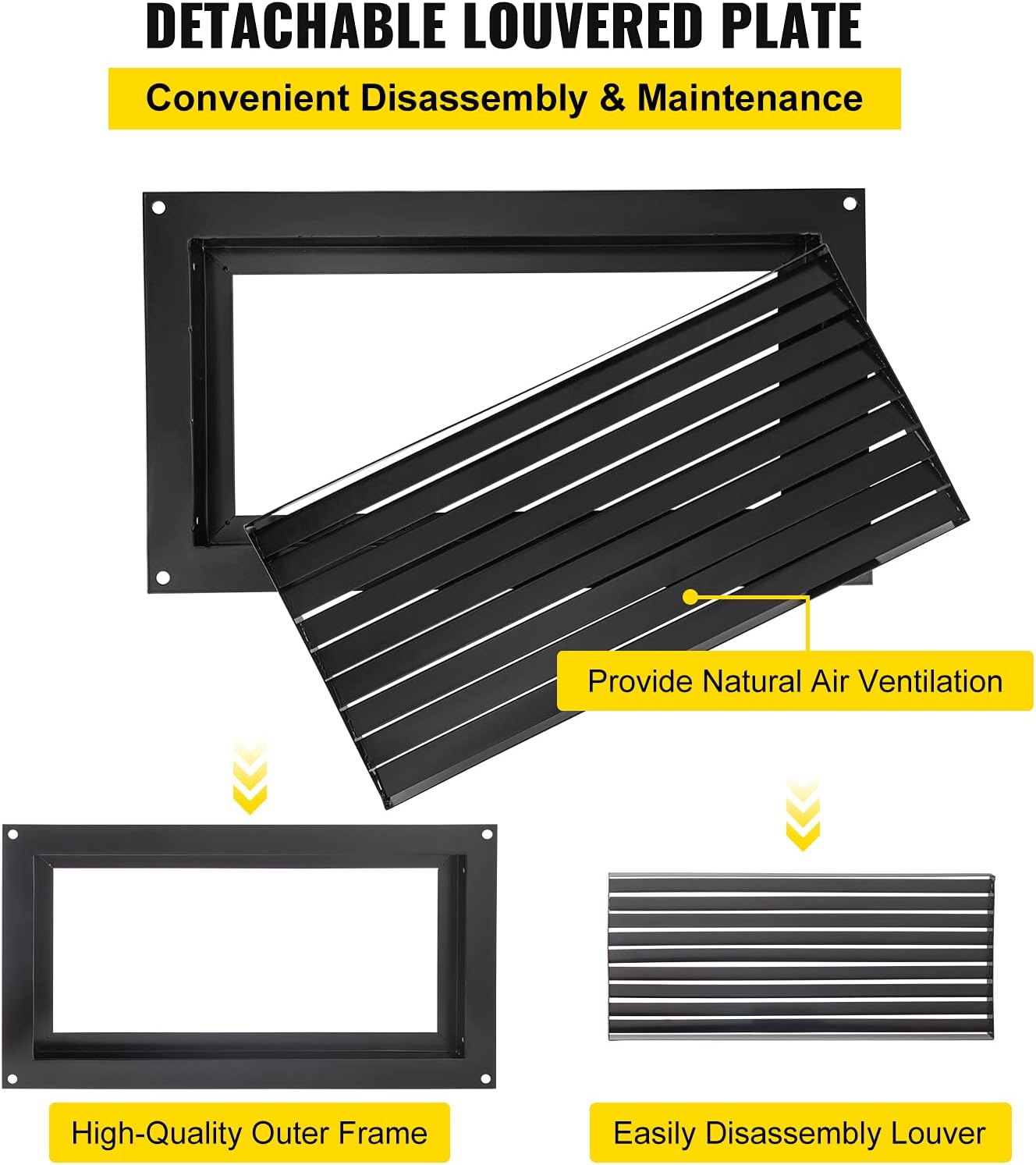 Foundation Flood Vent, 8" x 16", Wall Mounted, Black A9385