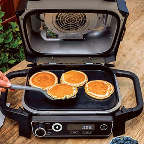 Outdoor Grill & Smoker 7-in-1 Air Fryer with Woodfire Pellets, Portable Electric, Grey K8039
