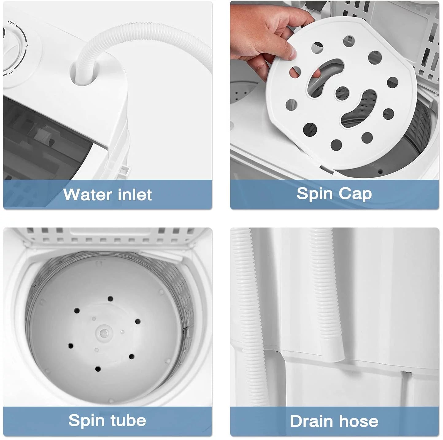Twin Tub Portable Washing Machine and Spin Dryer Combo, White B439063