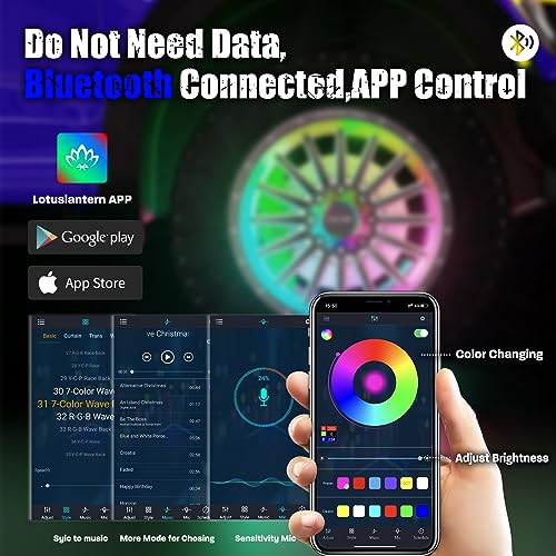 Wheel Lights for Truck - RGB Rim Light for Car/SUV - Wheel Well Ring Lights with Sequential and Multi-Color, Waterproof DC 12v C3041