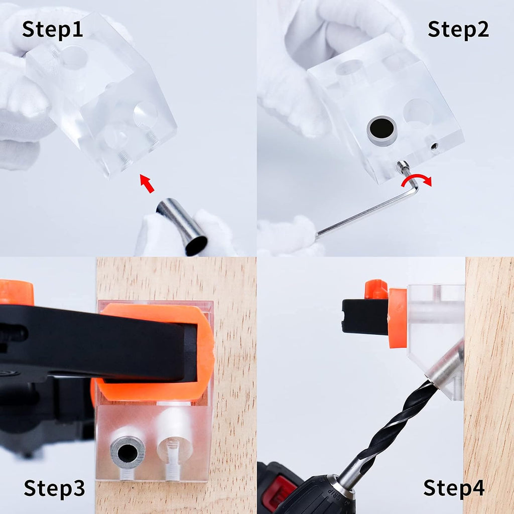 Drill Guide for Cable Railing Wood Post, Multi-Angle Visible Jig, Fit 30 45 90 Degree Deck Stair Installation L26562